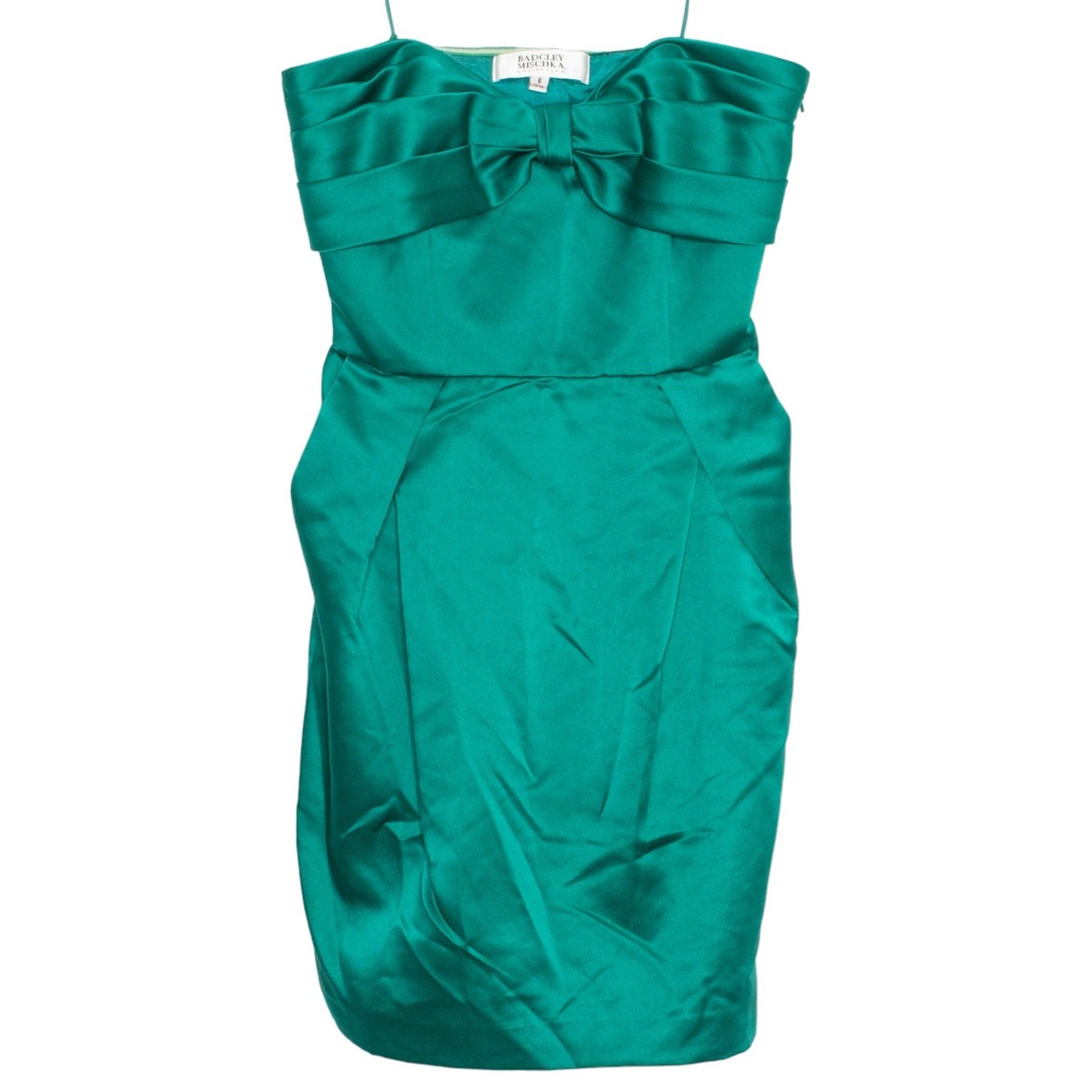 Badgley Mischka Collection Dress Preppy Retro Mermaid Glam Strapless  Emerald