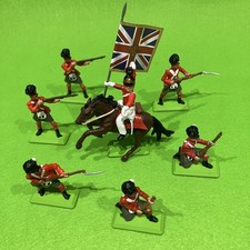 Britains Deetail 7x British Napoleonic Waterloo Soldiers (1 Horse, Flag) Made UK