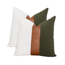 Set of 2 Farmhouse Cotton Throw Pillow Covers 20" x 20" Pack of 2 Olive Green