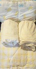Vintage 80's Carter's 4pc Crib Set 2 Fitted Sheets  Blanket Unisex Yellow White