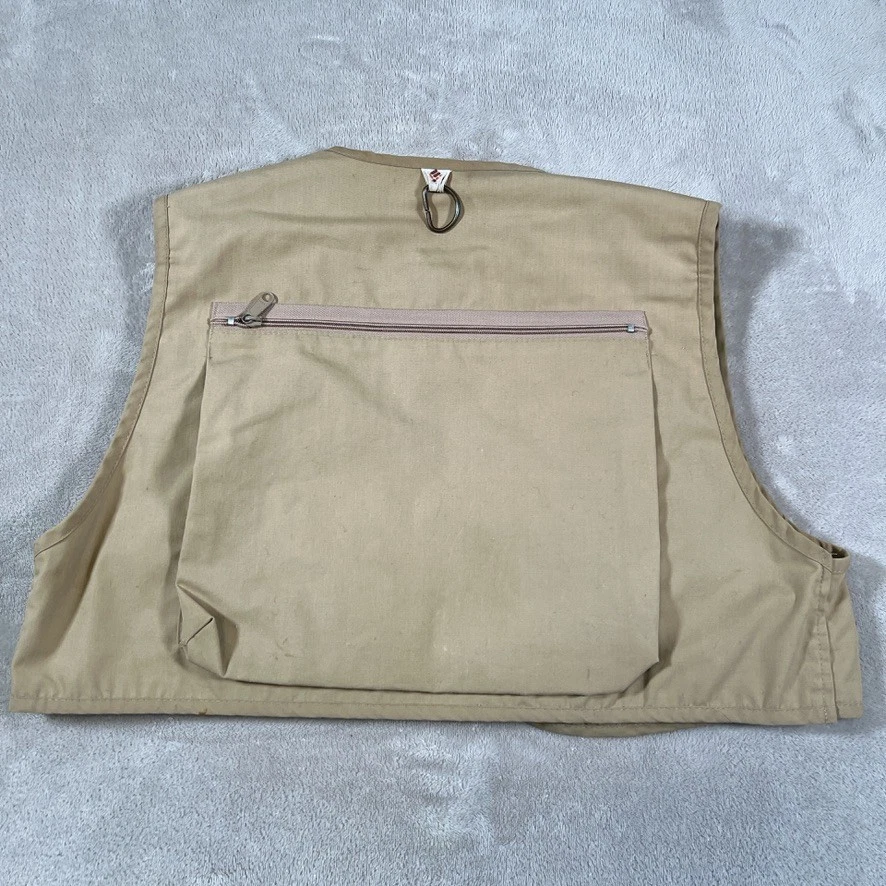 Vintage Colombia Fishing Vest Tan Canvas Utility Pocket Outdoor 80s Size M/L - Image 2 of 4