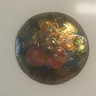 Vintage Flower Brooch/Pin Enamel Disc Cluster Bouquet Of Flowers - 2.5” Diameter — photo 1