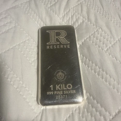 1 Kilo .999 Silver Bar RESERVE (Type II) - Cast Silver Bullion Bar #A213