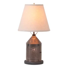 Fireside Lamp with Linen Empire Shade in Kettle Black