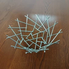 American Metalcraft Chromed Metal Wire Thatch Basket mid century modern style 8"