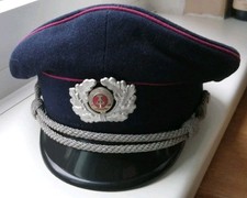 DDR Feuerwehr Offizier Schirmmütze 57 Dunkelblau Biesen Kostüm Fasching Karneval