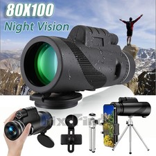 80x100 Zoom HD Monocular Day/Night Vision Skyscope Monocular Telescope w/Tripod