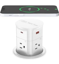 ANNQUAN 3.15" Pop Up Countertop Outlet with 15W Wireless Charger, Max 20W