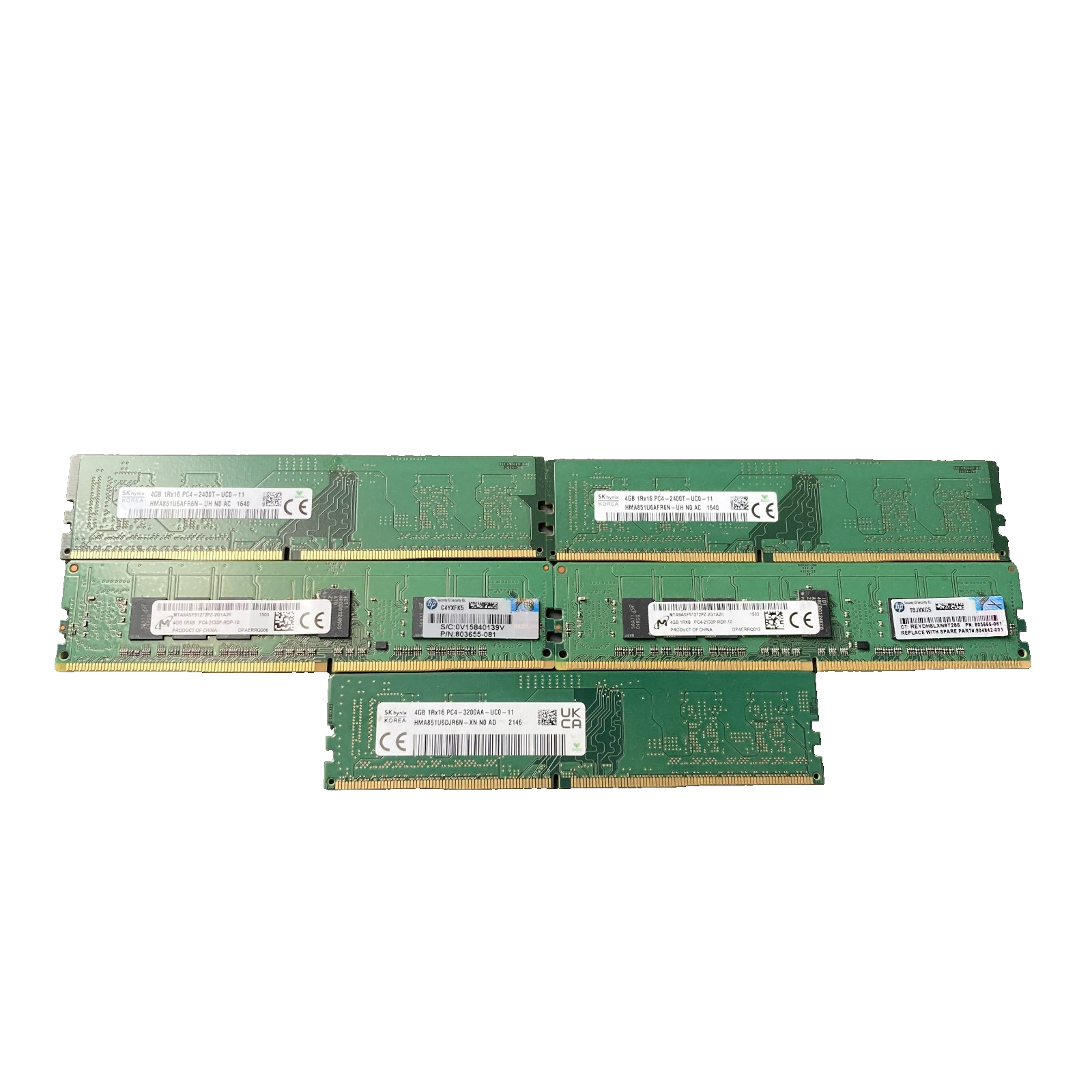 Mircron Ram Lot of 5 Micron 4GB 5x4GB DDR4 Desktop Memory | eBay