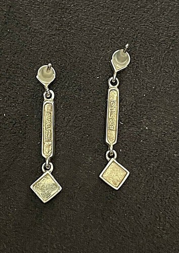 Vintage 925 Sterling Silver Marcasite Dangle Drop Pierced Earrings ๐ - Picture 3 of 4