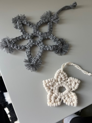 Handmade Macrame Christmas Ornaments - Snowflake, gnome, wreaths, stars. - Picture 6 of 6