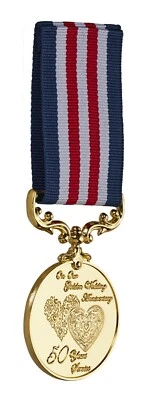50th Golden Wedding Anniversary Long/Distinguished SERVICE MEDAL. Gift/Present