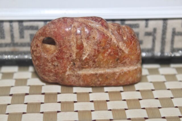 Chinese jade red mountain culture turquoise carved amulet