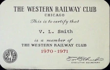 Western Railway Club Membership Card Chicago Railroad Ephemera 1970-1971 WRC