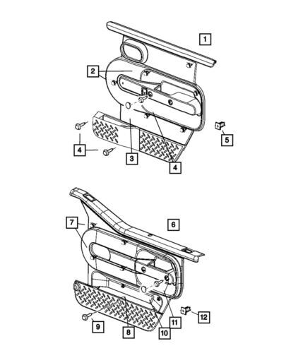Panel de moldura de puerta delantero izquierdo para Jeep Wrangler 2007 (N/P 5KE33ZJ8AC)