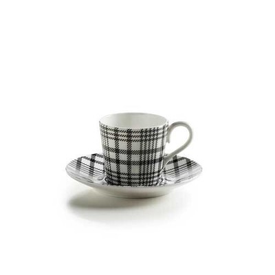 Maxwell & Williams ART DECO Espressotasse Glencheck mit Untere, Bone China Po...