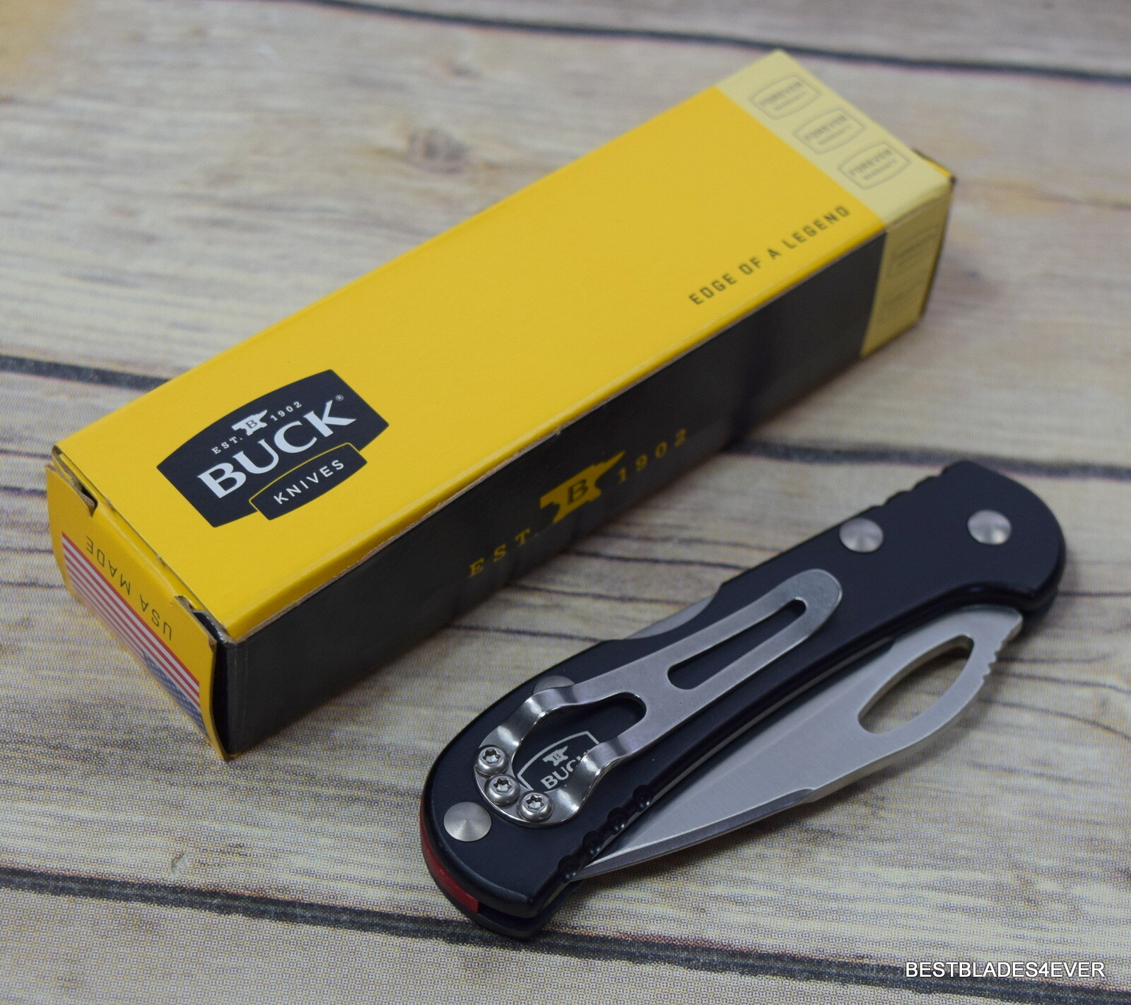 BUCK MADE IN USA MINI SPITFIRE MIDLOCK FOLDING KNIFE POCKET CLIP RAZOR