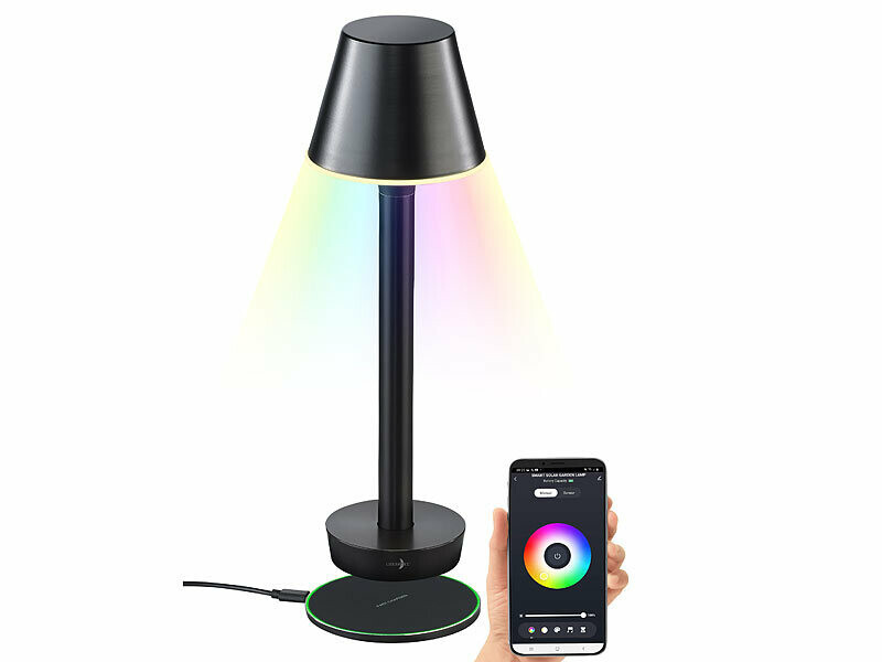 Lampe de table connectée avec variation RVB CCT et batterie rechargeable Lunartec OT-130 - 3