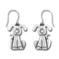 Dog with Drop Ears Pewter Drop Earrings 3997EFP