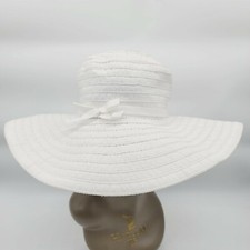White Cream Sunhat Wide Brim Bow