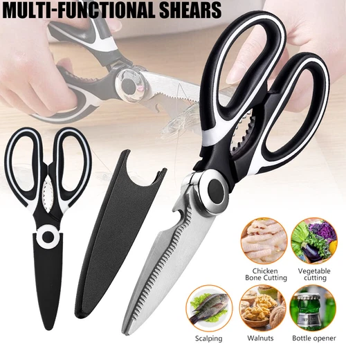 2 Stainless Steel Kitchen Shears Heavy Duty Scissors for Meat Fish Chicken Bones - Picture 6 of 13