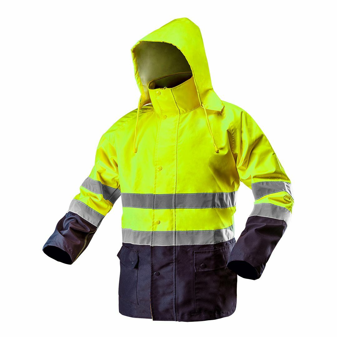 Giacca Uomo NEO 81-720 Giacca da Lavoro Alta Visibilità Impermeabile GIUBBINO Cappuccio Uomo