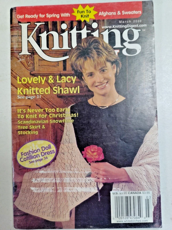 Knit Shawl Doll Dress Knitting Digest Booklet Magazine Patterns Y2K March 2000 - Image 2 of 4