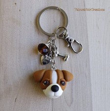 Portachiavi uomo donna con cane jack russell terrier in fimo creato a mano