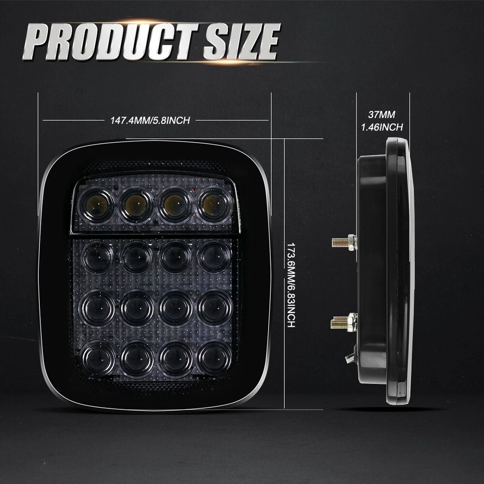 Luz trasera de giro de freno trasero 2 piezas 16 LED para Kenworth T170 T270 Foto 2 de 4