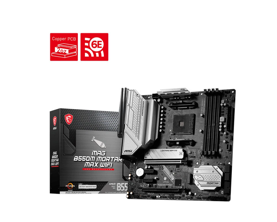 MSI MAG B550M MORTAR MAX DDR4 WIFI Support R7 5800X 3D AMD Ryzen 5000 Series - Image 2 of 4