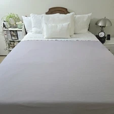 THE COMPANY STORE Duvet Cover Gray Brushed 100% Cotton Flannel Button Queen