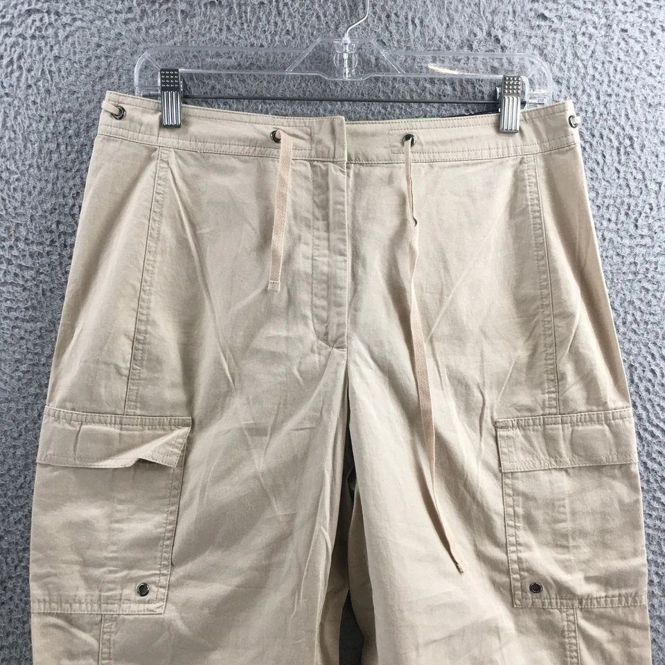 Pantalones cargo Izod para mujer 10 (actual 32X20) beige tiro alto capri corte recto nuevos Foto 2 de 4