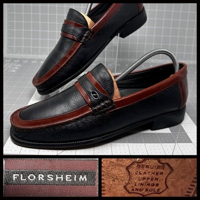 Florsheim Loafers Men 10.5 EEE Black Brown Excellent Two Tone Leather PN 18258