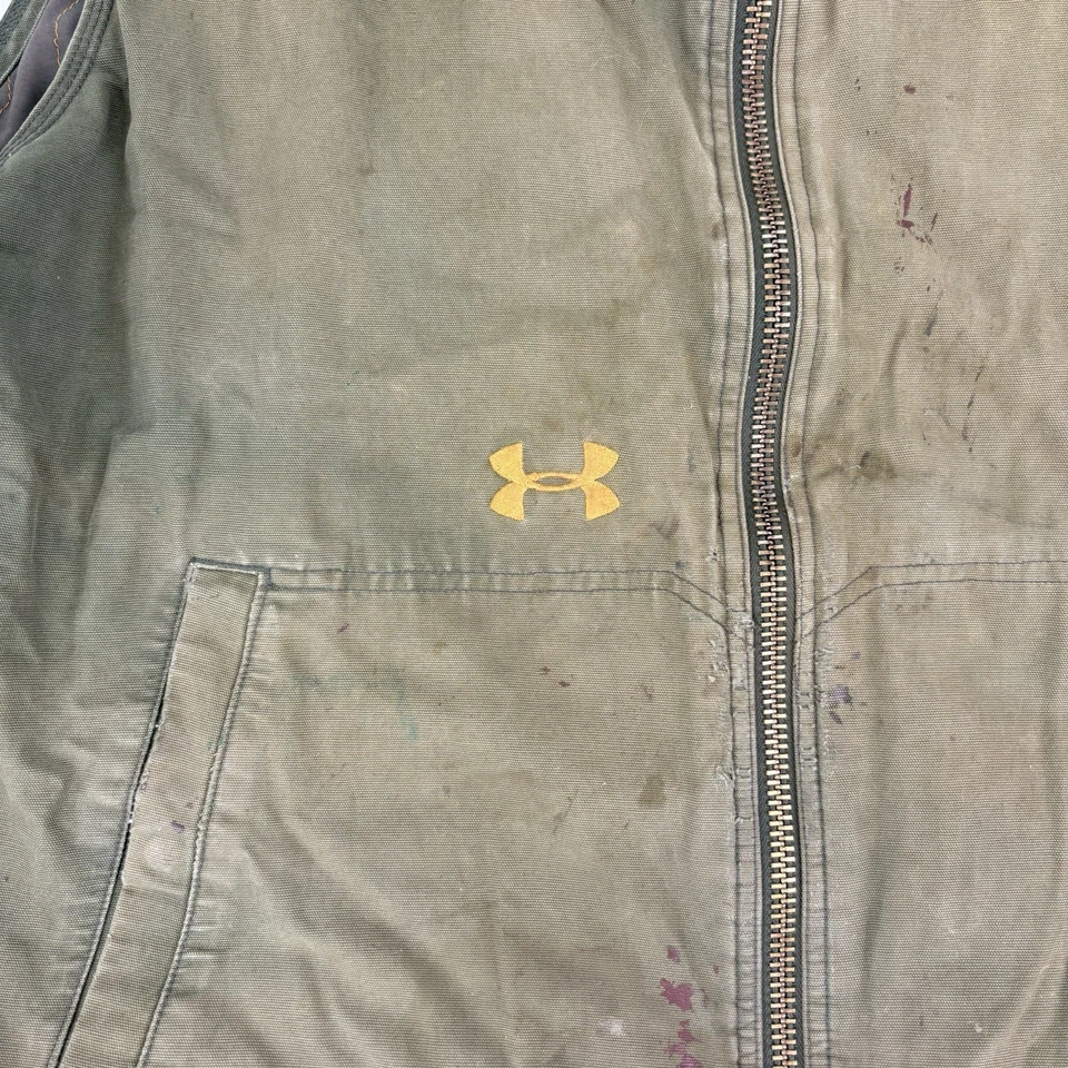 Under Armour Antler Logo Hunting Vest Mens XL Quilted Faded Green Distressed - Image 4 of 4