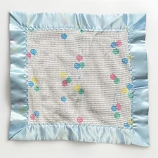 Vintage Baby Morgan Waffle Balloon Security Blanket Satin Edge Trim
