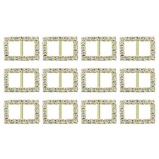 Rhinestone Ribbon Buckle, 12Pcs 21 x 15mm Crystal Ribbon Buckle, Gold, White