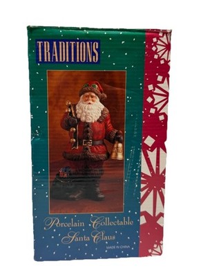 Traditions Porcelain Collectable Santa Claus Vintage Christmas Figurine With Box