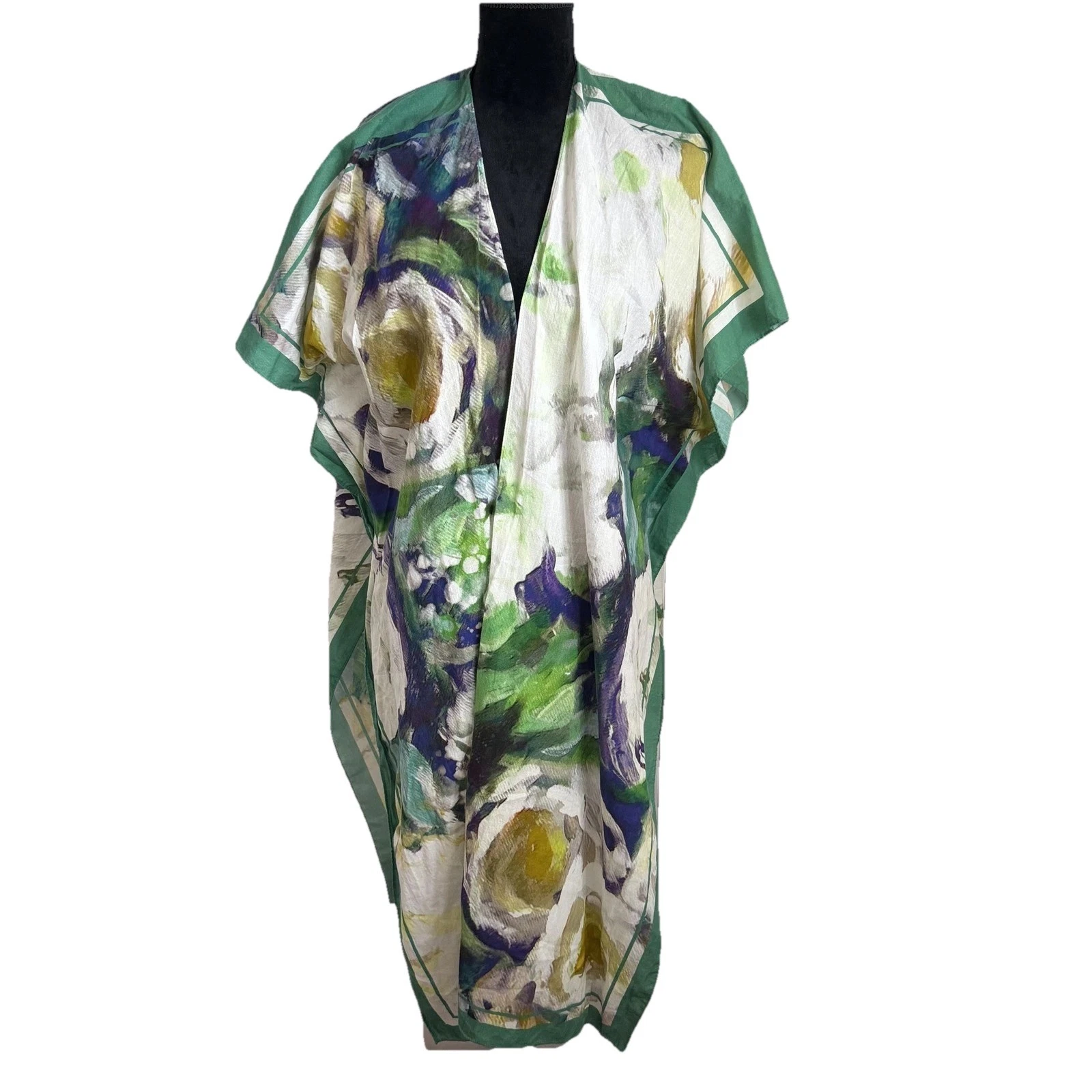 Kate & Mallory Poncho Womens O/S Multicolor Floral Artsy Kimono Cotton Resort
Opens in a new window