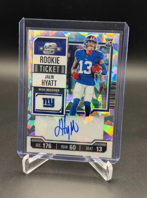 2023 Contenders Optic Rookie Ticket Auto Jalin Hyatt Cracked Ice Giants /22 RC