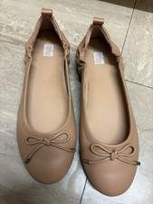 FitFlop UK 5 Delicato Bow Soft Leather Ballerinas Flats Ballet Pumps Tan