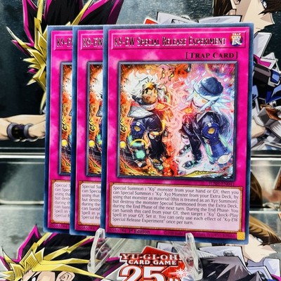 3x Yugioh Playset K9-EW Special Release Experiment JUSH-EN041 Rare 1st Near Mint