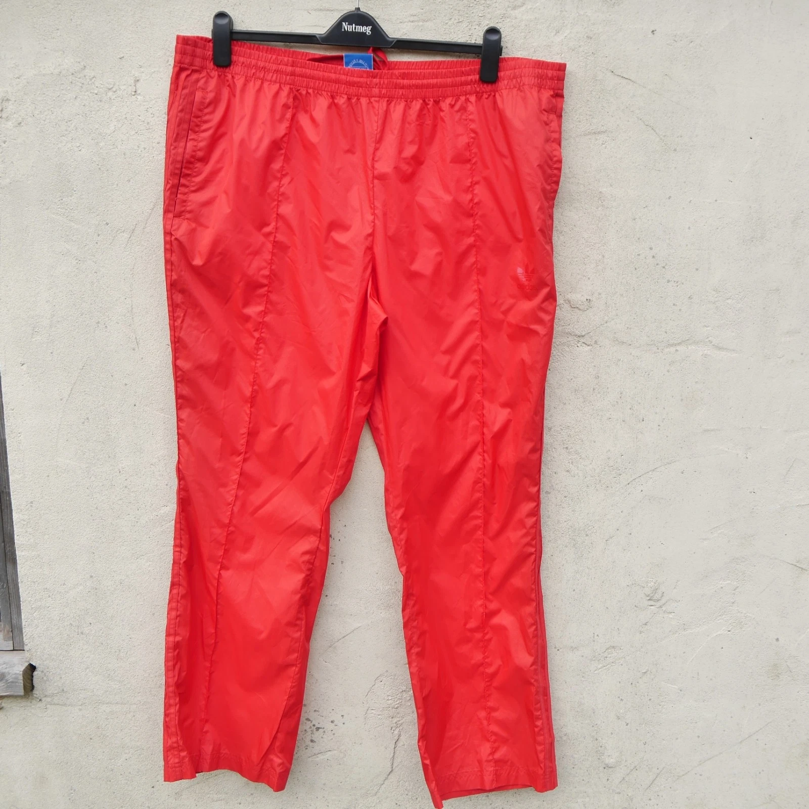 Adidas Vintage Tracksuit Bottoms Red Nylon Windbreaker Soft shell Size UK 2XL