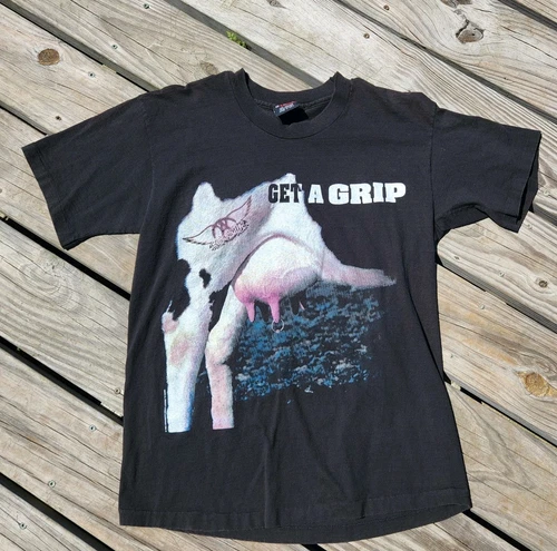 90s Aerosmith Tour Shirt "Get A Grip" Giant Tag 1990s vintage concert t-shirt, vintage, size L, single stitch, B+ condition