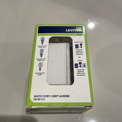 Leviton Dimmer Switch DSL06-1LZ Decora Universal Slide, 300-Watt LED/ CFL