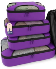 Shacke Premium 5 Packing Cubes Set - Lightweight Mesh Travel Orchid Purple