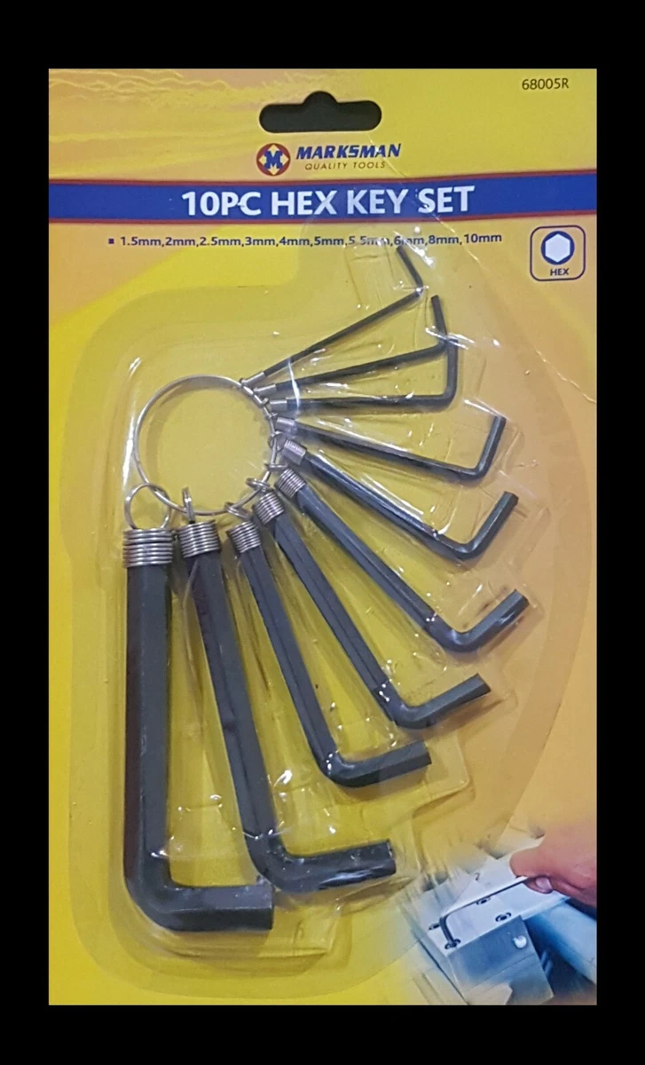 Strong 10PC Metric Imperial Hex Hexagon Allen Alan Key Wrench Set Keyring Holder