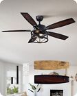 Edishine 52 Inch Farmhouse Ceiling Fans With Lights Rustic Ceiling Fan Remote