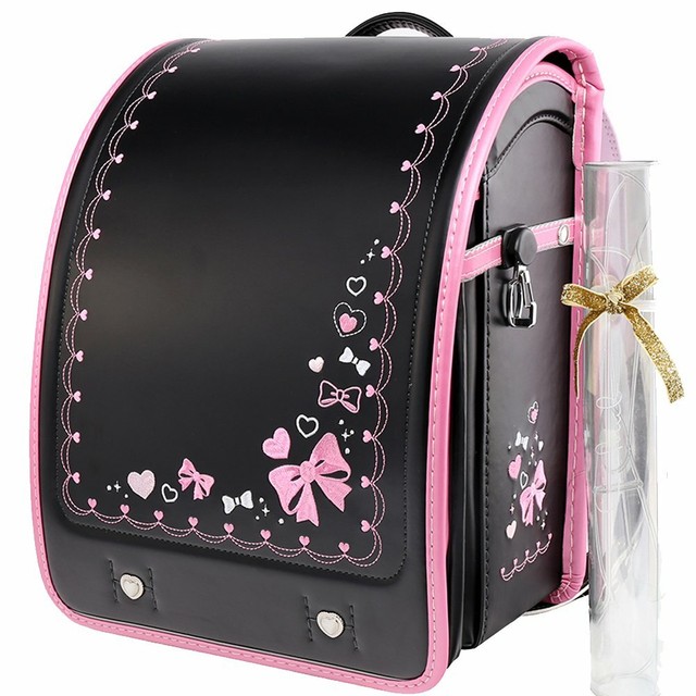 black and pink school bag