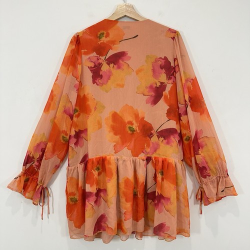 Mini Vestido Aere Mujer 10 Melocotón Floral Cuello en V Cintura/Muñeca Corbata Forrado Fiesta - Imagen 2 de 10