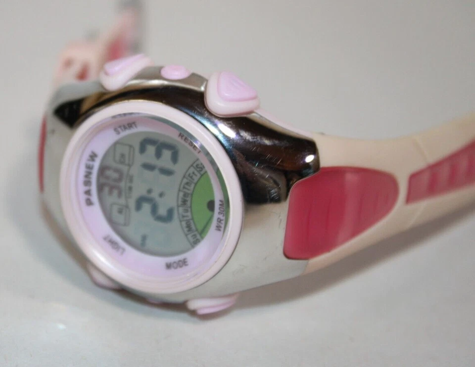Reloj Deportivo Digital PASNEW Niños - Rosa y Plata - Impermeable - BATERÍA NUEVA Foto 3 de 4